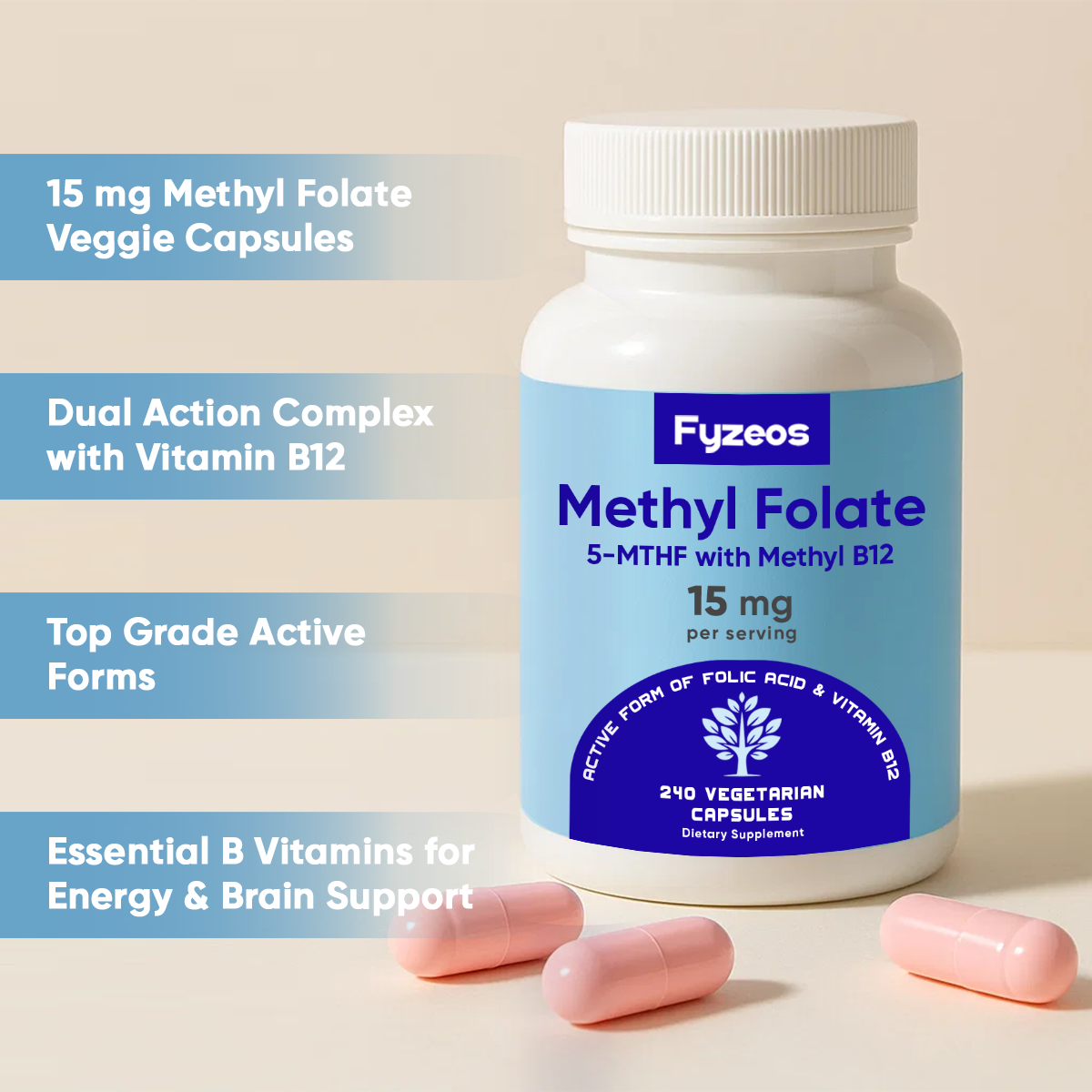 Fyzeos Methylfolate with Methyl B12 Vegetarian Capsules